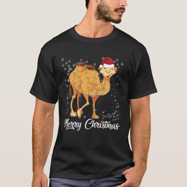 Merry Christmas Camel Ugly Sweater Santa Claus Xma T-Shirt (Vorderseite)