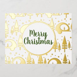 Merry Christmas Camper Muster Gold gepresst Folien Feiertagspostkarte