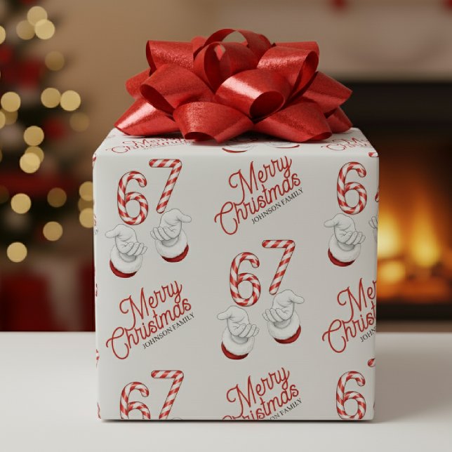 Merry Christmas Candy Cane 6-7 Meme Pattern Geschenkpapier (Merry Christmas Candy Cane 6-7 Meme Pattern Wrapping Paper
)