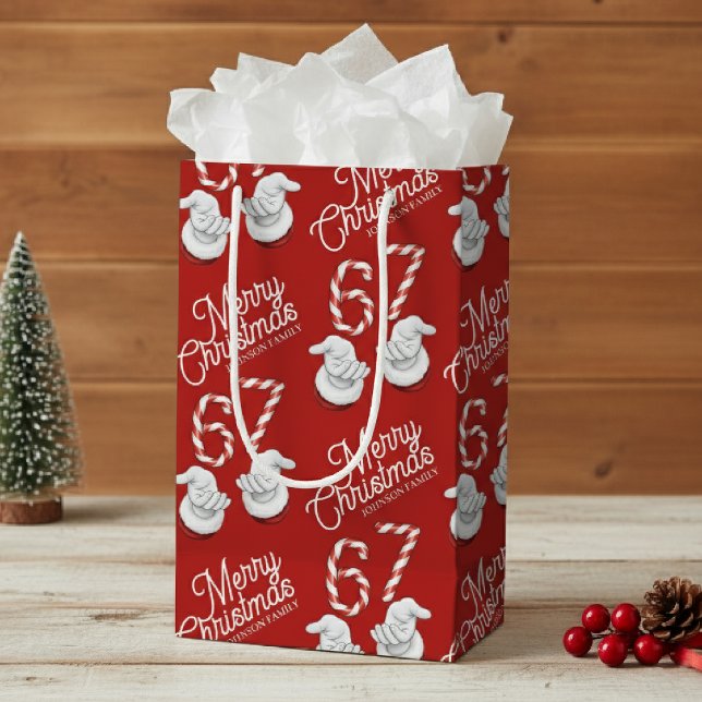 Merry Christmas Candy Cane 6-7 Meme Pattern Kleine Geschenktüte (Merry Christmas Candy Cane 6-7 Meme Pattern Small Gift Bag
)