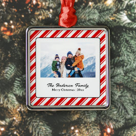 Merry Christmas Candy Cane Custom Foto Ornament Aus Metall