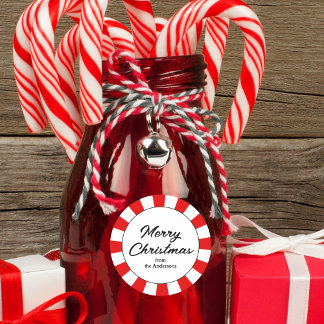 Merry Christmas Candy Cane Custom Runder Aufkleber