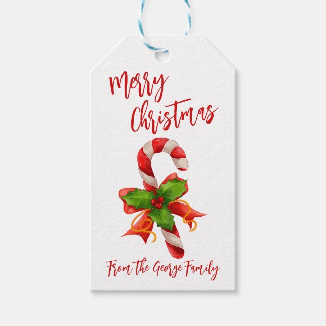 Merry Christmas Candy Cane Holiday Geschenkanhänger (Vorderseite)