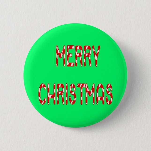 Merry Christmas Candy Cane Schriftart Button (Vorderseite)