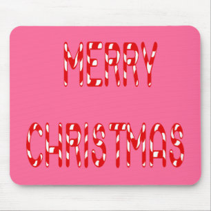 Merry Christmas Candy Cane Schriftart Mousepad