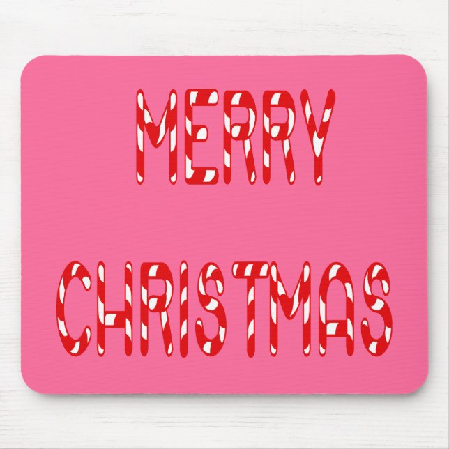 Merry Christmas Candy Cane Schriftart Mousepad (Vorne)