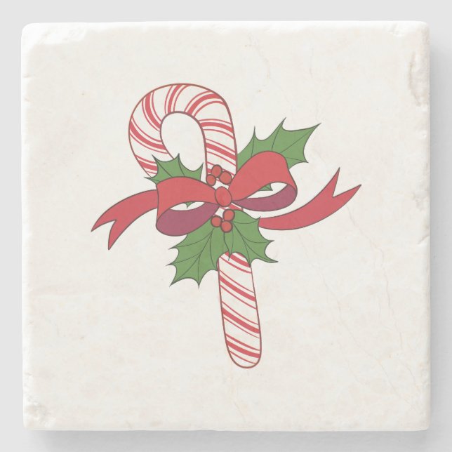 Merry Christmas Candy Cane Steinuntersetzer (Vorderseite)