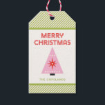 Merry Christmas Candy Cane Stripe Custom Geschenkanhänger<br><div class="desc">Ein doppelseitiges Retro-Design,  das Mitte des Jahrhunderts in modernem Stil mit kantigen Rohrstreifen gestaltet wurde. Dieses Design kann mit Namen,  Familiennamen oder anderen Nachrichten personalisiert werden.</div>