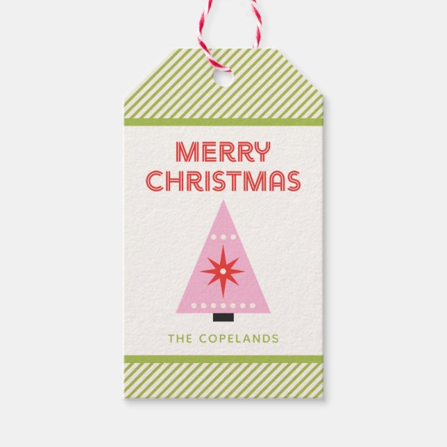 Merry Christmas Candy Cane Stripe Custom Geschenkanhänger (Vorderseite)