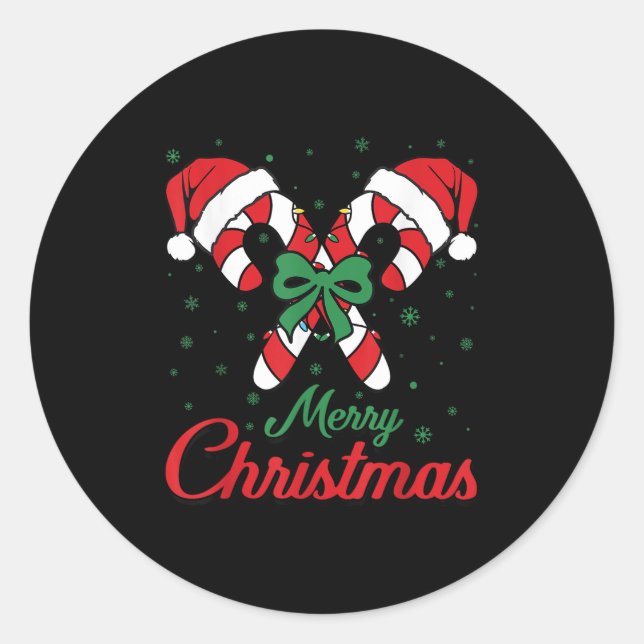Merry Christmas Candy Cane Xmas Lights Toddlers Me Runder Aufkleber (Vorderseite)