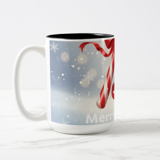 Merry Christmas Candy Cane -  Zweifarbige Tasse (Links)