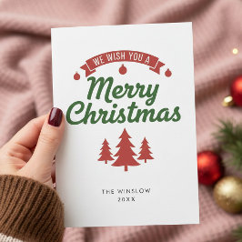 Merry Christmas Card – Custom Name & Year, Modern Feiertagskarte