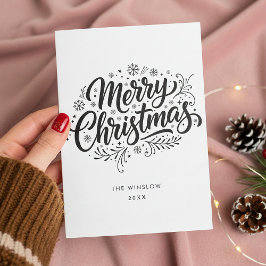 Merry Christmas Card – Custom Name & Year, Modern Feiertagskarte