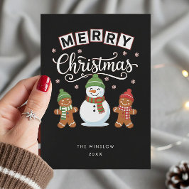 Merry Christmas Card – Custom Name & Year, Modern Feiertagskarte