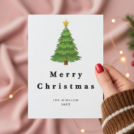Merry Christmas Card – Custom Name & Year, Modern Feiertagskarte