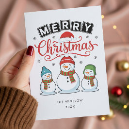 Merry Christmas Card – Custom Name & Year, Modern Feiertagskarte