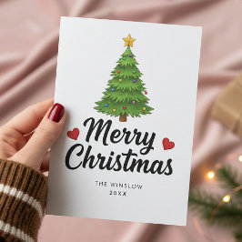 Merry Christmas Card – Custom Name & Year, Modern Feiertagskarte