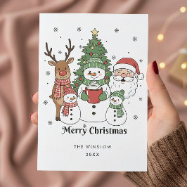 Merry Christmas Card – Custom Name & Year, Modern Feiertagskarte