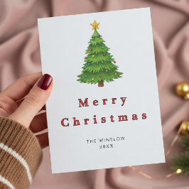 Merry Christmas Card – Custom Name & Year, Modern Feiertagskarte