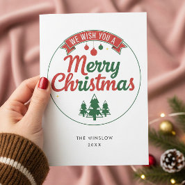 Merry Christmas Card – Custom Name & Year, Modern Feiertagskarte