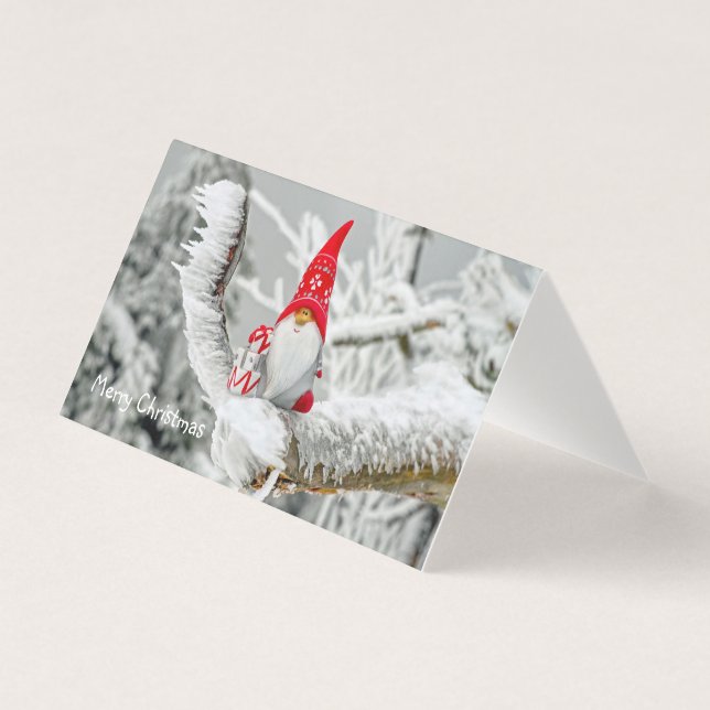 Merry Christmas Card Gnome Red Hat (Vorderseite)