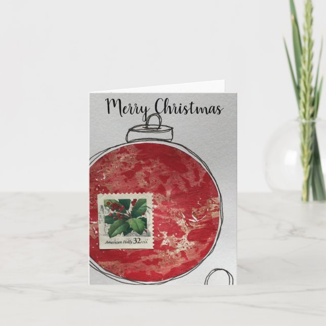 Merry Christmas Card - hand drawn ornament 2020-13 Dankeskarte (Vorderseite)