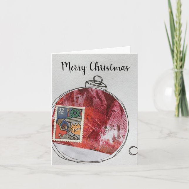 Merry Christmas Card - hand drawn ornament 2020-4 Dankeskarte (Vorderseite)
