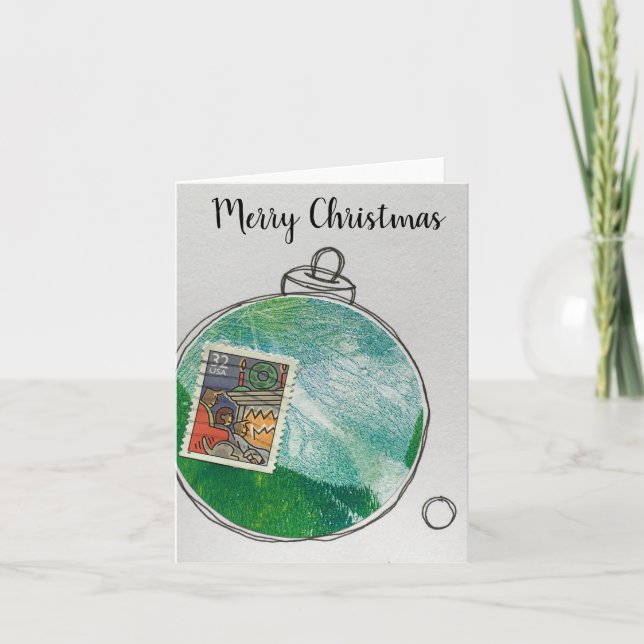 Merry Christmas Card - hand drawn ornament 2020-5 Dankeskarte (Vorderseite)