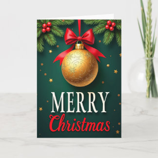 Merry Christmas Card With Gold Ornament Karte