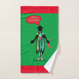 MERRY CHRISTMAS CARICATURE FIGURE HANDTUCH