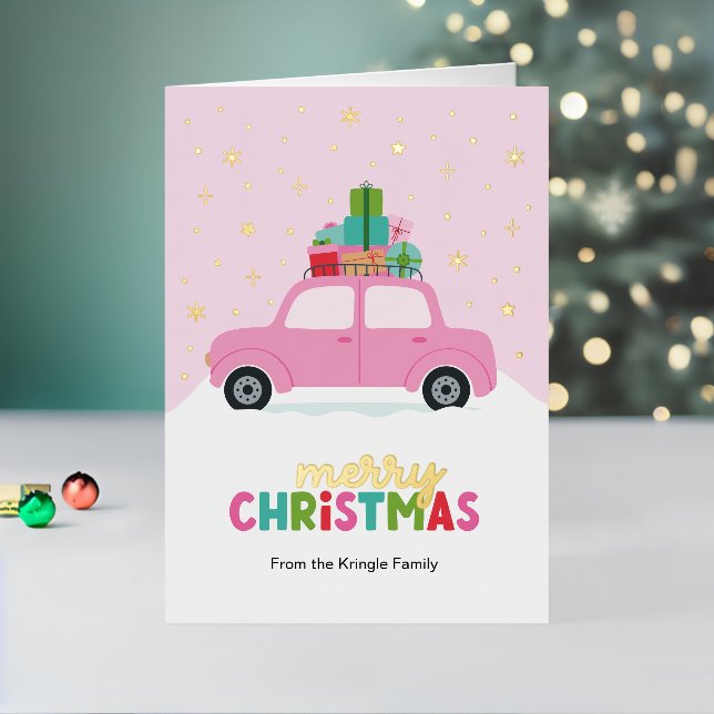 Merry Christmas Cars with Gifts in Pastel Pink (Feiertag In Situ 2)