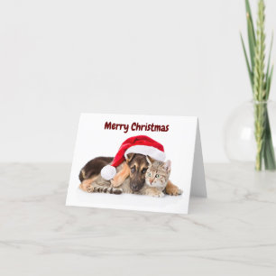 Merry Christmas Cat and Dog holiday card Feiertagskarte