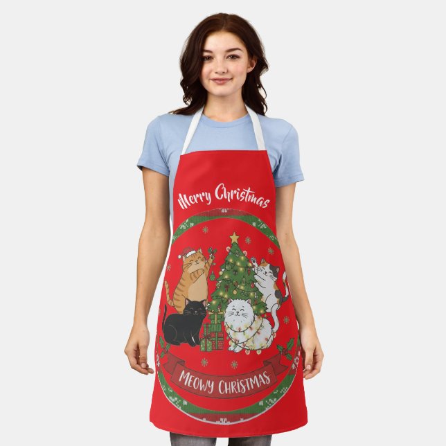 Merry Christmas Cat Family Apron  Schürze (Getragen)