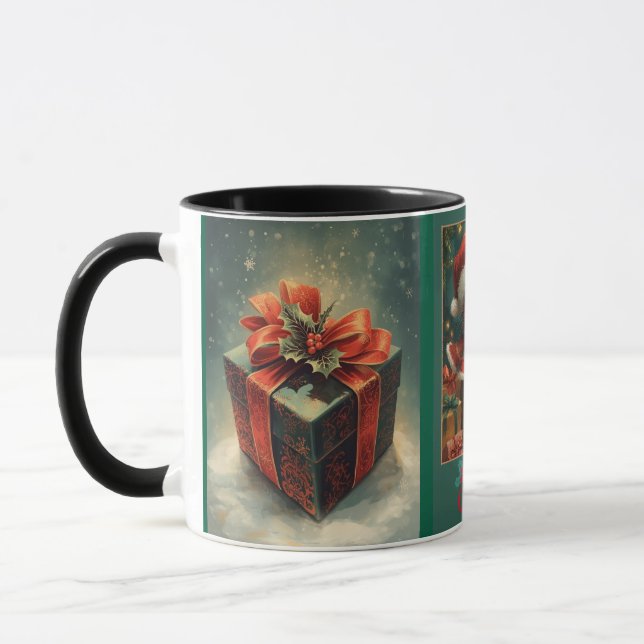 Merry Christmas Cat Red and Green Mug Tasse (Links)