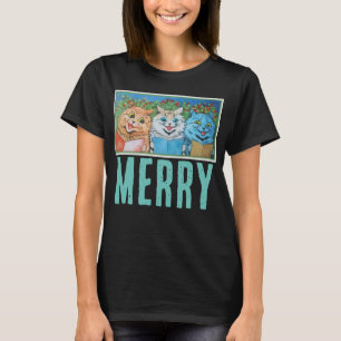 MERRY CHRISTMAS CATCATS LOUIS WAIN T - SHIRT