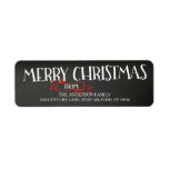 Merry Christmas Chalkboard Address Labels<br><div class="desc">Moderne schwarze Chalkboard Urlaub Rücksendeadresse Label mit handgeschriebener Frohe Weihnachtstypografie. Besuchen Sie unseren Shop,  um sich die passende Weihnachts-Fotokarte und Briefmarke zu sehen.</div>