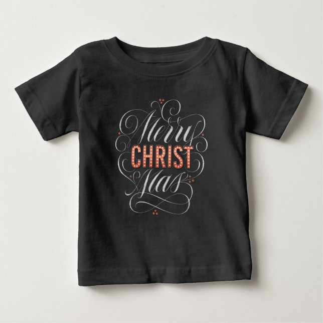 Merry CHRISTmas Chalkboard Marquee Christlich Baby T-shirt (Vorderseite)