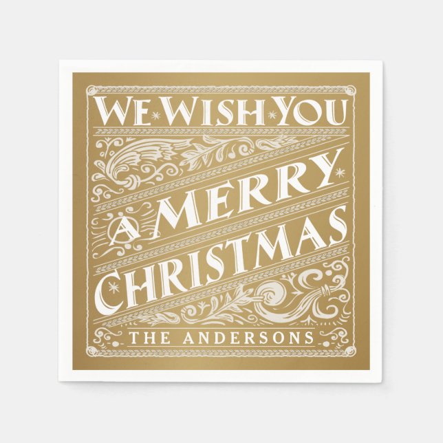 MERRY CHRISTMAS CHALKBOARD PERSONALISIERTE NAPKINS SERVIETTE (Vorderseite)