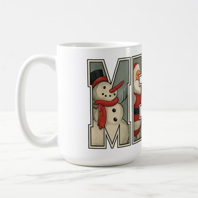 MERRY – Christmas Character Letter Art Kaffeetasse (Links)