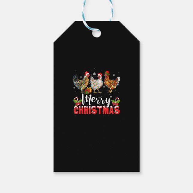 Merry Christmas Chicken Shirts Funny Santa Hat Lig Geschenkanhänger (Vorderseite)