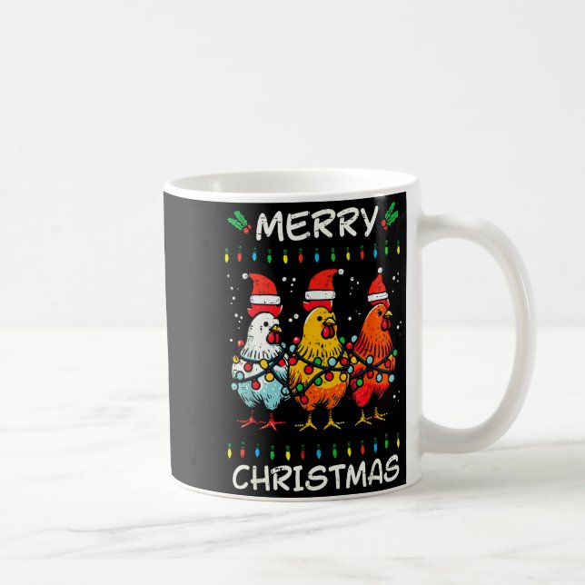Merry Christmas Chickens Santa Xmas Farming Men Wo Kaffeetasse (Rechts)