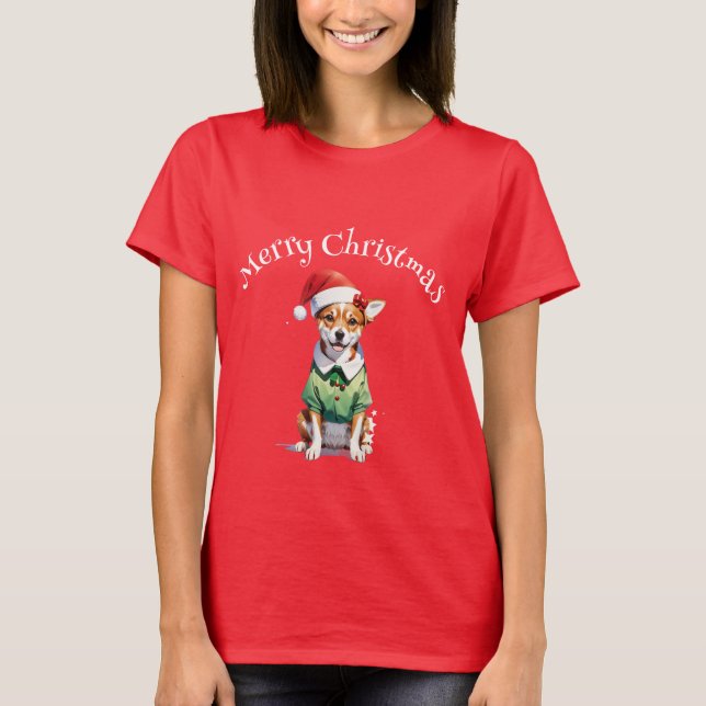 Merry Christmas Chihuahua Elf T-Shirt (Vorderseite)