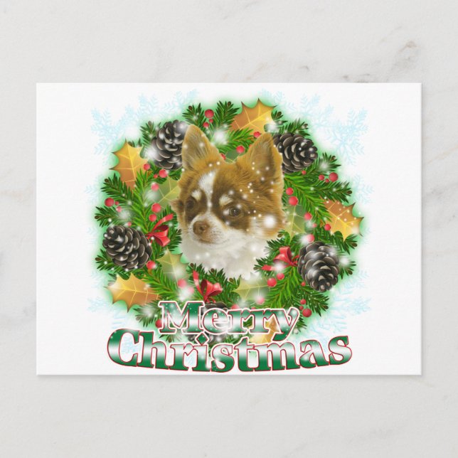 Merry Christmas Chihuahua Feiertagspostkarte (Vorderseite)