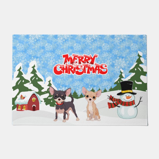 Merry Christmas Chihuahuas Fußmatte (Vorderseite)