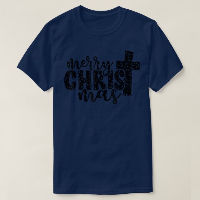 Merry Christmas Christian Cross Family Pajamas  T-Shirt (Design vorne)