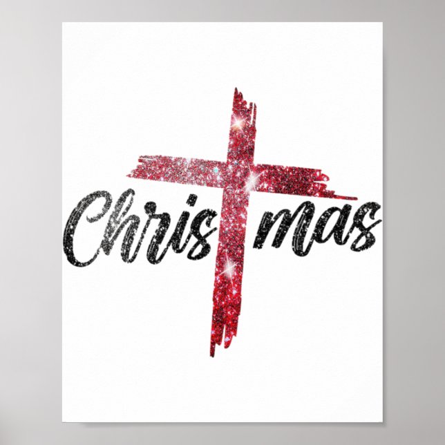 Merry Christmas Christian Jesus Cross Faith Religi Poster (Vorne)