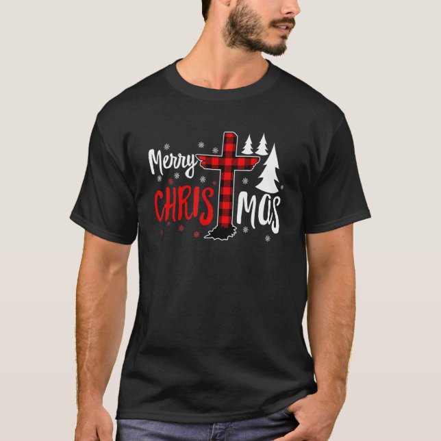 Merry Christmas Christians Buffalo Plaid 1 T-Shirt (Vorderseite)