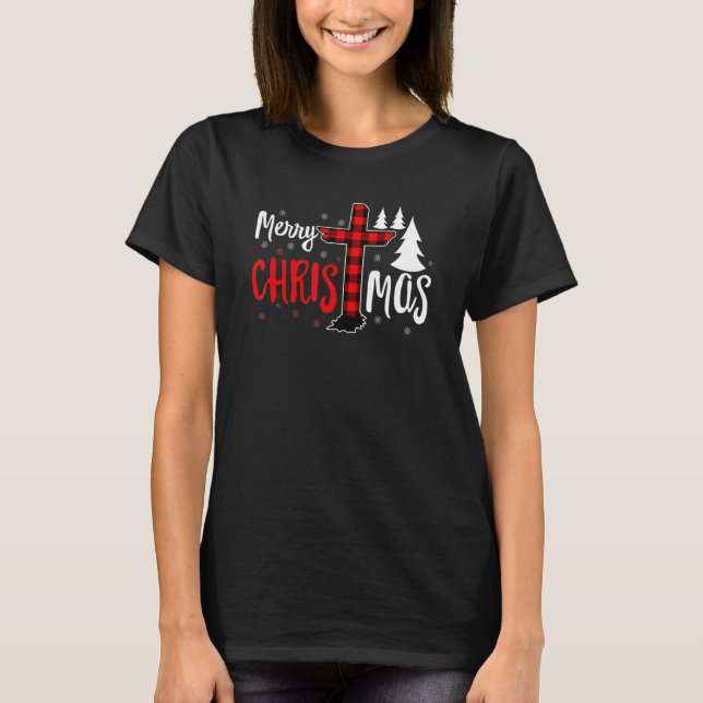 Merry Christmas Christians Buffalo Plaid 2 T-Shirt (Vorderseite)