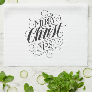 Merry CHRISTmas Christlich Calligrafy Lettering Geschirrtuch