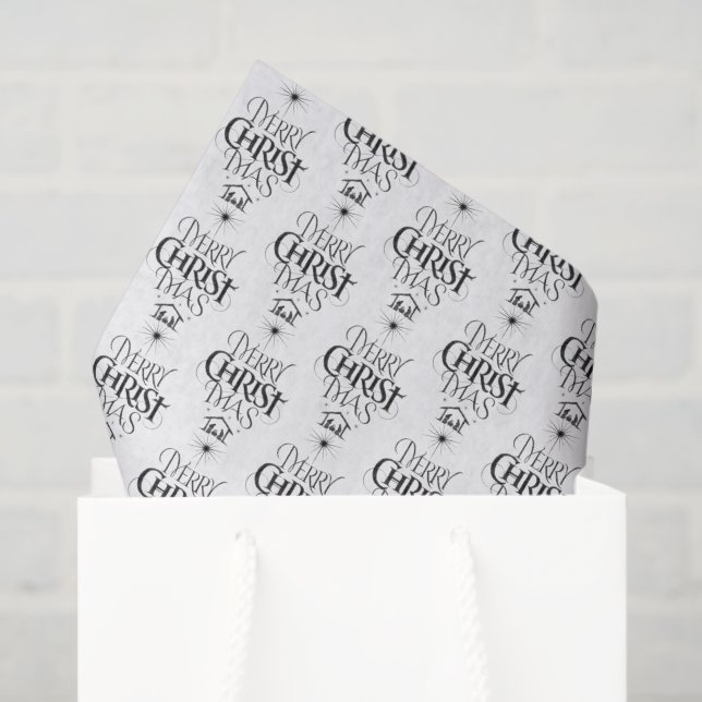 Merry CHRISTmas Christlich Calligrafy Lettering Seidenpapier (Geschenktüte)